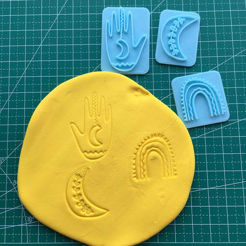 CHENRUI Set of 3 Boho Polymer Clay Stamps Bohemian Embossing Clay Stamps...