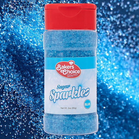 Bakers Choice Sparkling Blue Sugar Sprinkles For Ice Cream Toppings - Blue Sparkle Sugar Jimmies Sprinkles for Baking - Dairy Free, Kosher 3 oz....