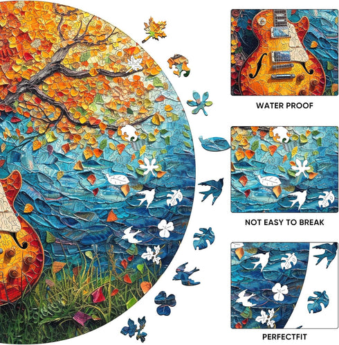 Wooden Puzzle for Adults, Guitar Wooden Jigsaw Puzzles(11.2 * 11.2in-200pcs), Beautiful Wooden Puzzle with Box Birthday Gifts for Adults and Kids ...