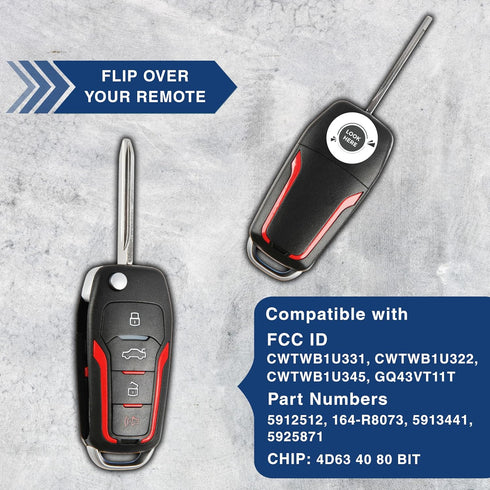 KeylessOption Key Fob Replacement for 2000 2001 2002 2003 2004 2005 2006 2007 2008 2009 2010 2011 2012 2013 2014 2015 2016 2017 2018 2019 Ford Lin...