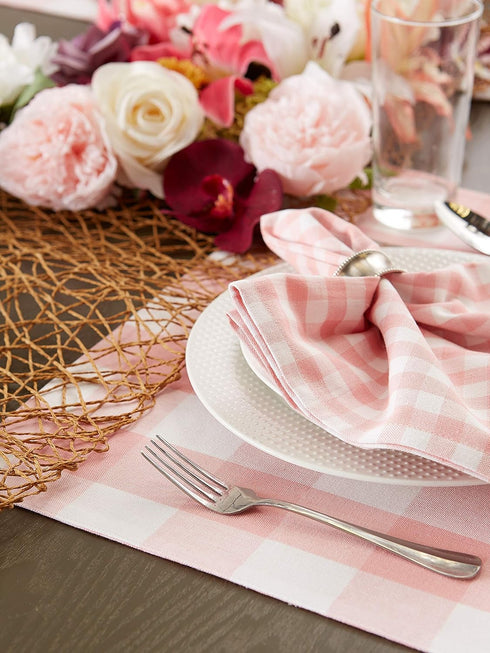 DII Gingham Check Tabletop Collection, Pink, Placemat Set...