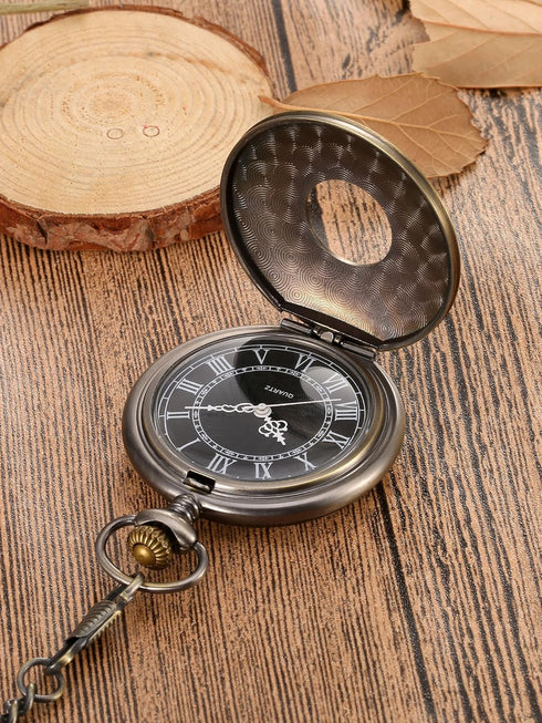 Mudder Vintage Roman Numerals Scale Quartz Pocket Watch with Chain (Bronze)...