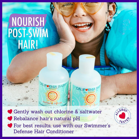 California Baby Swimmer's Defense | Moisturizing After Swim Shampoo For Kids | 100% Plant-Based | Allergy Friendly | 251 mL / 8.5 fl. oz....