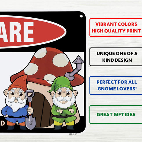 Venicor Gnome Sign Decor - 8 x 12 Inches - Aluminum - Funny Gnome Gifts for Women - Gnome Decorations for Home Stuff...