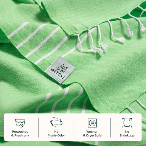 WETCAT Turkish Beach Towel Oversized (38"x71") 100% Turkish Cotton, Made in Turkey - Sand Free, Extra Large, Ultra Soft, Quick Drying, Compact & L...
