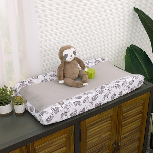 Little Love by NoJo Sloth Let's Hang Out Grey and White Changing Pad Cover...