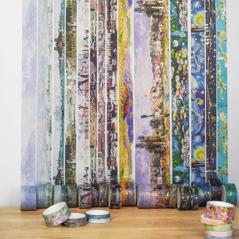 YUBX Landscape Washi Tape Set in Oil Painting Style 24 Rolls Scenery Drawing Masking Graphic Decorative Tapes for Arts, DIY Crafts, Journals, Plan...