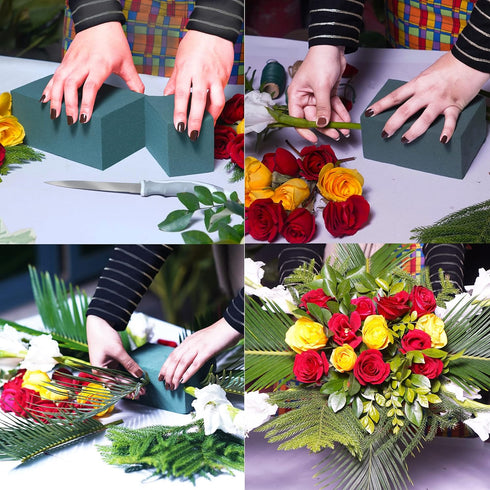 Pack of 6 Dry and Wet Floral Foam Blocks for Fresh and Artificial Flowers, Each (7.8” L x 3.5” W x 2.4” H), for Wedding, Birthdays, Home, Office, ...