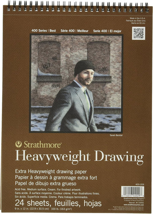 Strathmore 400 Series Heavyweight Drawing Pad, Medium Surface, 9"x12" Wire Bound, 24 Sheets...