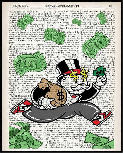 Posterizer 1 pcs-Monopoly Man Graffiti Dictionary Print-Retro Art-Urban Art- Gift for Men Women Entrepreneur Teens-Decor for Home & Office- unfram...