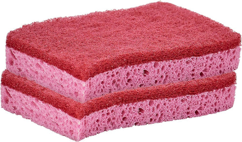 Non-Scratch Cellulose Sponge Kitchen Scrub Sponge with Scouring Pad Set, Good for Non-Stick Cookware Frying Pan, Pot, Counter Top, Sink Scrubbing,...
