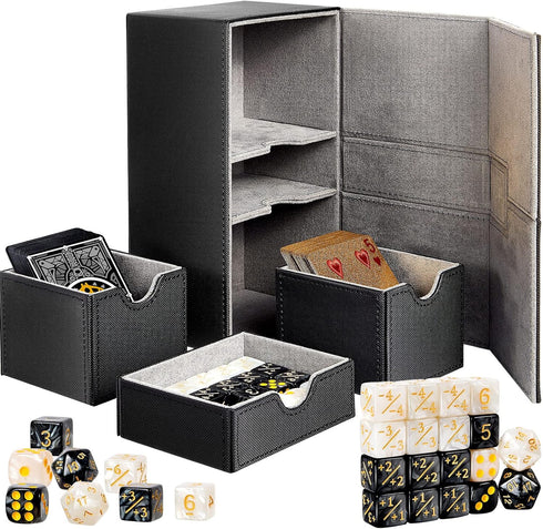 Deekin Deck Card Boxes Cards Deck Game Box Compatible with MTG TCG CCG Commander Deck Playing Card Case Card Deck Holder 3 Tray for 220+ Sleeved C...