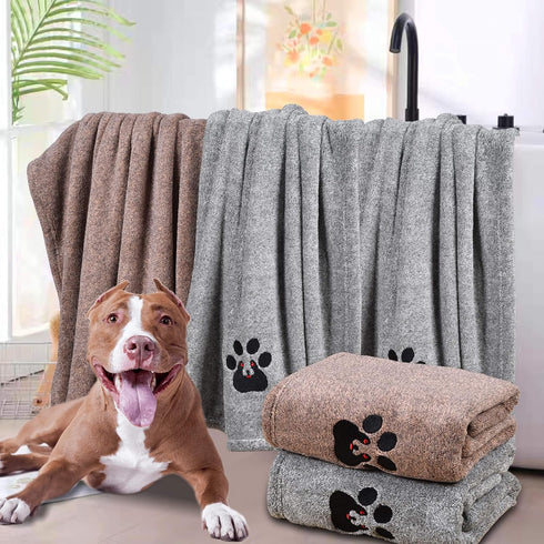 Dog Towels for Drying Dogs Super Absorbent Soft Microfiber Pet Bath Grooming Towel for Dogs Cats and Other Pets (M-36" * 28", Grey)...