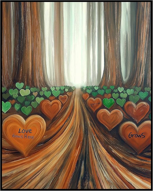 Posterizer 1 pcs-love grows here-heart forest-Valentine's day inspired -1-Romantic Art-Holiday Poster-Gift for Couples boyfriend girlfriend Husban...