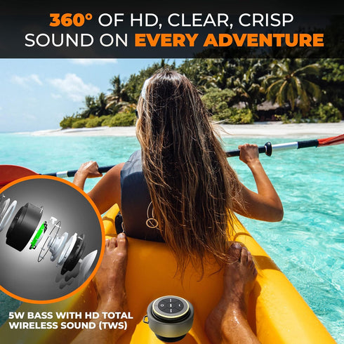 iFox Portable Bluetooth Shower Speaker, IPX7 Waterproof Outdoor Wireless Speaker, Built-in Mic, Carabiner, Beach, Camping, Hiking, Pool, Great Gif...