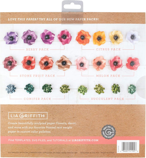 Lia Griffith Frosted Craft Paper, 12" x 12", Succulent Pack 20 Sheets...