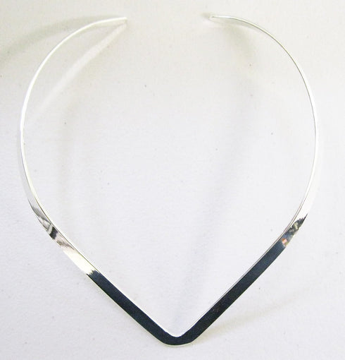 New Shiny Silver 6mm Wide V Shaped Choker Collar Necklace Wire (CV3), Silver, 16" to 18"...