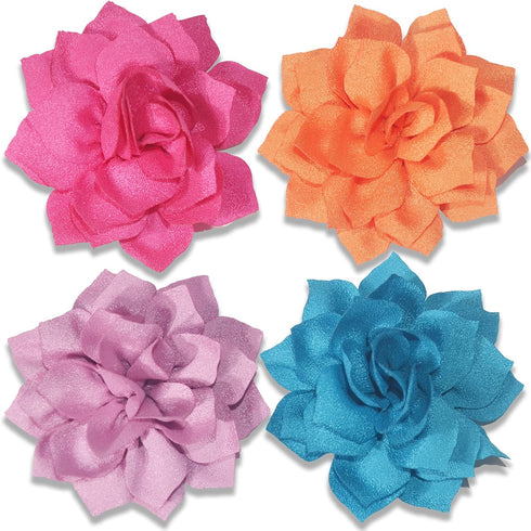 Dog Collar Flowers Attachement Cat Bow Tie Flora Accessories Set-Girl or Boy Pet Grooming OD 8cm 4pcs...