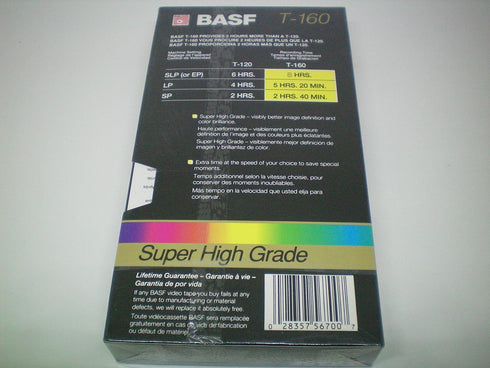 BASF T-160 Extra Quality 8 Hour Blank VHS Video Cassette Recording Tape...
