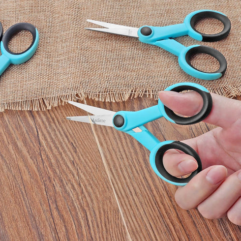5” Detail Scissors, Embroidery Scissors with Sharp Stainless Steel Blade and Soft Handles, Great for Sewing, Craft, Office and School, 3 Pcs, Blue...