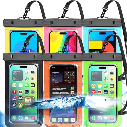 6 Pack Multicolor Universal Waterproof Phone Pouch, Large Phone Waterproof Case Dry Bag (Protection Level: IP68) Outdoor for Apple iPhone,Samsung,...
