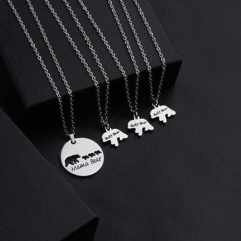 Zuo Bao Mama Bear and Baby Bear Necklace Set Mother Daughter Necklace Family Jewelry Mom Jewelry (Silver-3 cubs)...