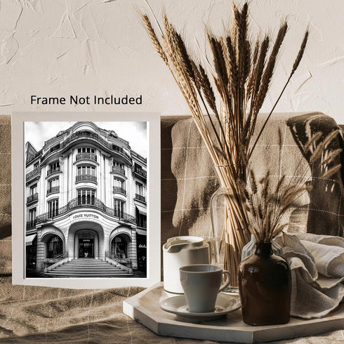 Posterizer 1 pcs-black-and-white photograph of Luxury store front 7-Photography Art-Retro Art-Gift for Women, Fashionistas, Designer Fashion Fans-...