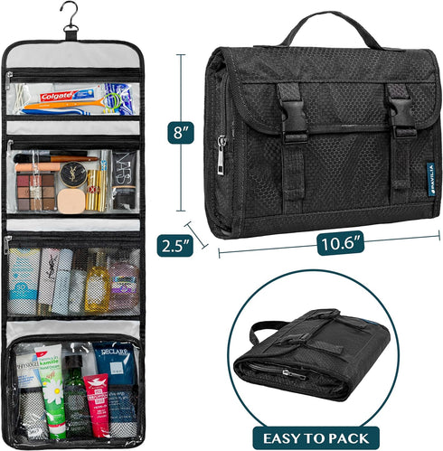PAVILIA Travel Hanging Toiletry Bag for Women Men, Large Capacity Makeup Bag Kit, Waterproof Cosmetic Storage Organizer Case for Bathroom Shower, ...