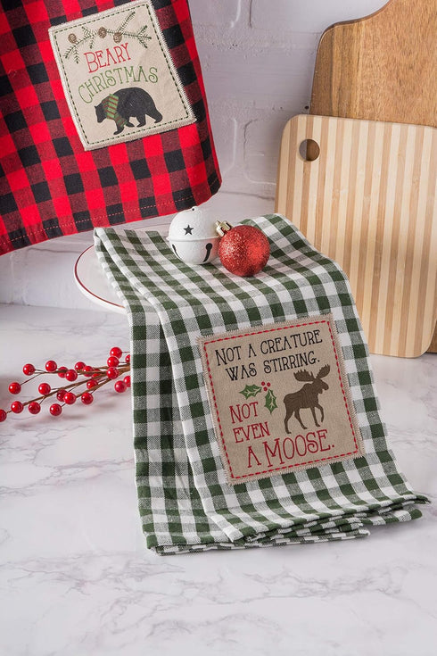 DII Holiday Kitchen Collection Embroidered Dishtowel Set, 18x28, Cabin Christmas, 3 Piece...