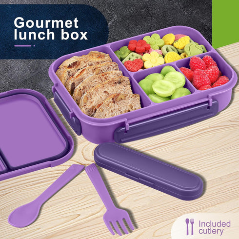 Bento Box Adult Lunch Box,Kids Child Lunch Box-Leak-Proof Bento Box with Utensil,Lunch Containers for Adults Men Women with 4 Compartments,Microwa...