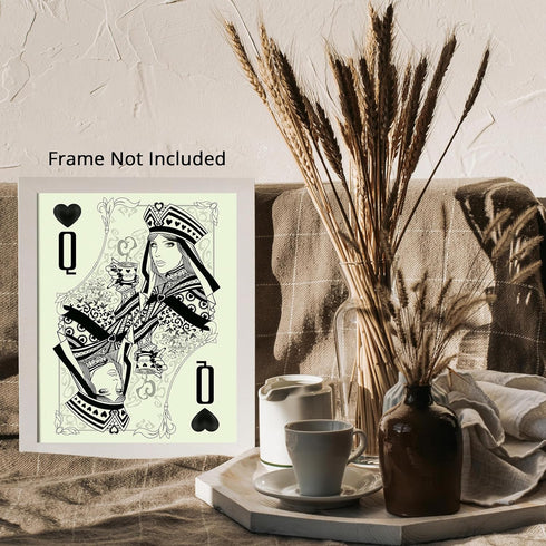 Posterizer 1 pcs-black and white queen of hearts bar card print-Miscellaneous-Sports & Hobby Art-Decor for Game Room or Man Cave- unframed wall ar...