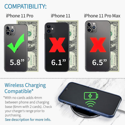 Dockem Wallet Case for iPhone 11 Pro: Built-in Metal Plate for Magnetic Mounting & 2 Credit Card Holder Slots (5.8" Exec M2, Synthetic Leather, Na...
