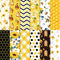 VIVIQUEN 24 Pack Gold Honey Bee Double-Sided Paper, 12-inches Autumn Textured Scrapbook Paper Sunflower Craft Paper Folded Flat for DIY Background...