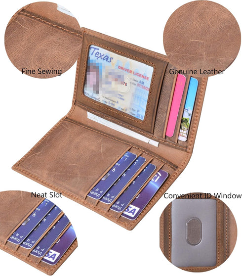Slim Thin ID/Credit Card Holder RFID Genuine Leather Bifold Front Pocket Wallet...