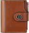 BOSTANTEN Women Leather Wallet Small RFID Blocking Bifold Zipper Pocket Wallet Card Case with ID Window Brown...