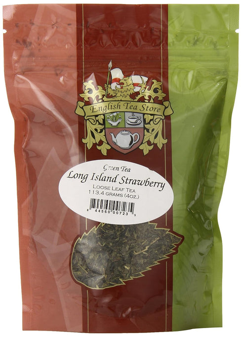 Long Island Strawberry Green Tea | Loose Leaf Sencha Style | Hunan China Green Tea with Sweet Strawberry Flavor and Dried Papaya Pieces | Refreshi...