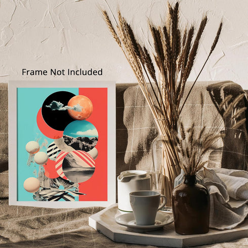 Posterizer 1 pcs-sci-fi abstract planets collage-Landscape & Nature Art-Abstract & Modern Art-Gift for Nature, Surfers and Beach Lovers- UNFRAMED ...