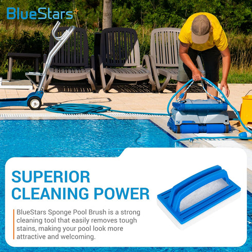 BlueStars Heavy Duty Hand-Held Sponge Swimming Pool Scrub Brush - Pool Supply Hand-Held Scrub Brush - for Pool Tile & Grout, Walls, Vinyl Liners, ...