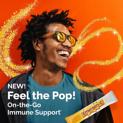 Emergen-C Crystals, On-The-Go Immune Support Supplement with Vitamin C, B Vitamins, Zinc and Manganese, Orange Vitality - 56 Stick Packs...