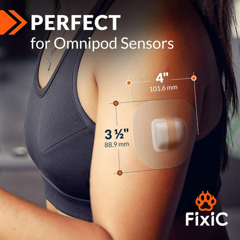 Fixic - 25 Pack - Adhesive Patches - Perfect for Omnipod - The Best Waterproof Adhesive Covers for Omnipod Sensors - Pre-Cut Back Paper - Long Fix...