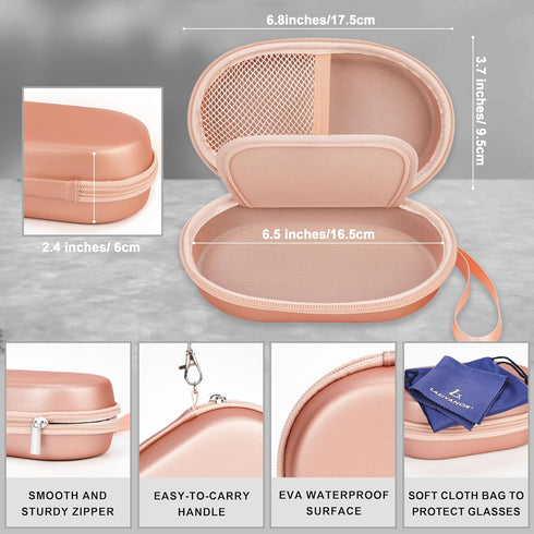 Lasiyanor 2 in 1 Contact Lens Case and Glasses Case, Portable Contact Box Bag with Mirror Tweezers Remover Tool Solution Bottle for Travel Daily O...