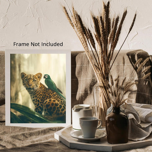 Posterizer-jungle scene with animals-tiger and parrot friends-Abstract & Modern Art-Art for Animal Lovers-Decor for Home & Office- unframed wall a...