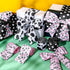 4 Rolls Cow Print Wired Ribbon 24 Yard 2.5 Inch Pink Black and White Striped Cow Spot Animal Print Ribbon for Wreath Bow DIY Crafts Christmas Part...