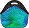 Neoprene Lunch Bag for Women,Double-Sided Green Sequins Insulated Neoprene Tote Bag with Zipper for Work, Reusable Washable Thermal Bag for Lunch ...