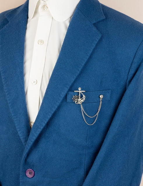 Knighthood Anchor With Wheel And Hanging Tassel Chain Collar Pin Brooch, Suit Stud, Shirt Studs, Lapel Pin Accessories for Men Women...