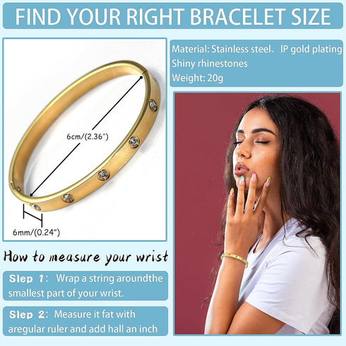 Generic Gold Bracelets for Women - 3Pcs 18K Gold Plated Love Friendship Bracelet with Cubic Zirconia Stones Bangle Cuff Jewelry,Wedding Party Chri...