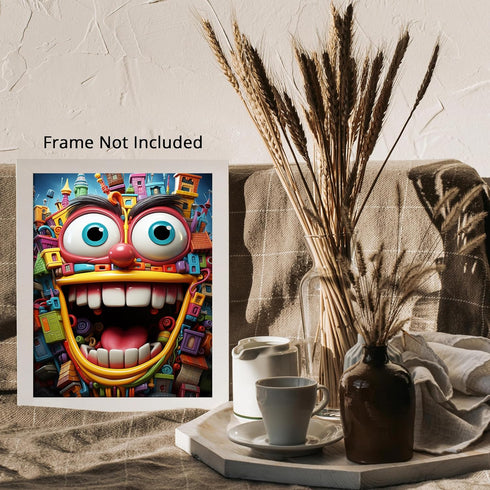 Posterizer 1 pcs-smiling robotic friend made out of lego blocks-Abstract & Modern Art-Fantasy & Fiction Art-Gift for Art Lovers-Decor for Home & O...