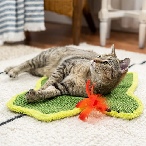 Kitty City Premium Catnip Sisal Scratch Pad, Cat Cactus with Toy Design, Natural Cat Training Scratch Play Pad, Large...