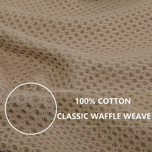Homaxy 100% Cotton Waffle Weave Kitchen Dish Towels, Ultra Soft Absorbent Quick Drying Cleaning Towel, 13x28 Inches, 4-Pack, Tan...