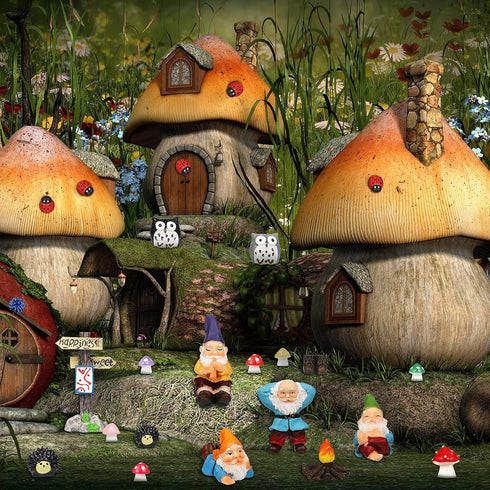 Jetec Gnomes Fairy Resin Statues Miniature Garden Accessories Mini Dwarf Figurine Fairy Miniature Ornament DIY Kit Micro Landscape Ornaments for O...